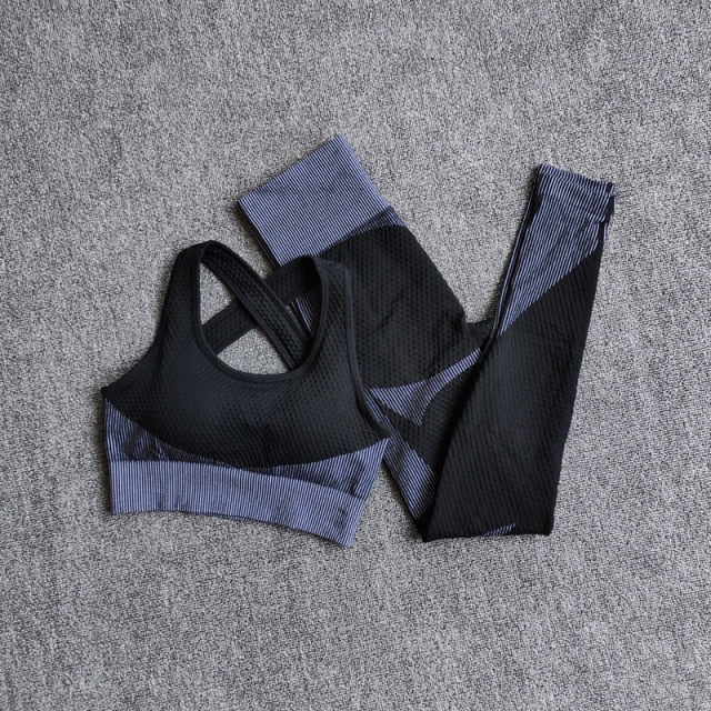 Women Fitness Sport Yoga Suit Seamless Women Yoga Sets Long Sleeve Yoga Clothing Female Sport Gym Suits Wear Running Clothes
