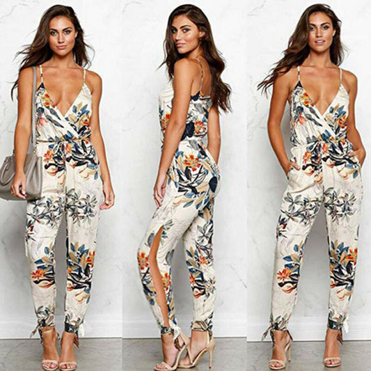 Sexy Women Off Shoulder V Neck Bodycon Skinny Jumpsuit Romper Casual Clubwear