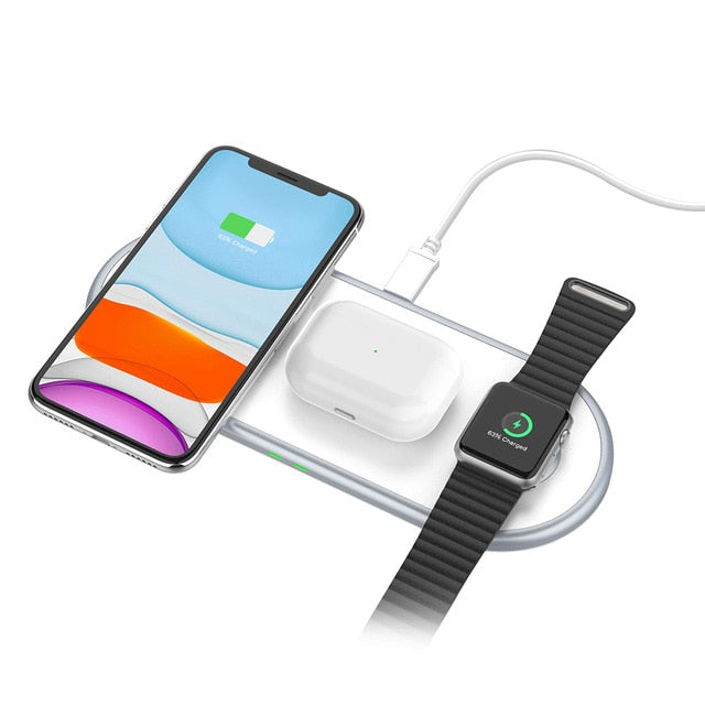 Wireless Charger Stand 3 in 1 Qi 15W Fast Charging Dock Station for Apple Watch iWatch 6 5 4 AirPods Pro iPhone 12 11 XS XR X 8