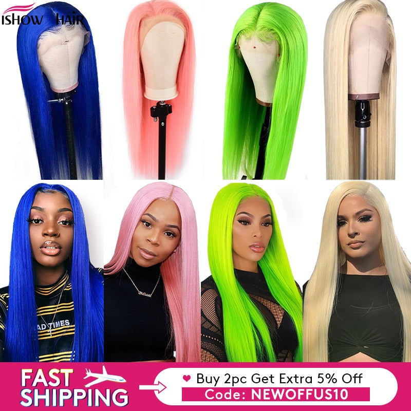 Ishow Straight 613 Lace Front Wig 150% Density Lace Front Human Hair Wigs For Women Peruvian Straight Blonde Lace Front Wigs