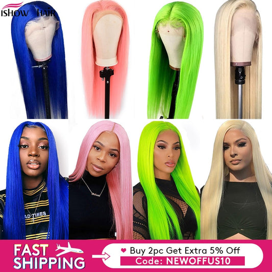 Ishow Straight 613 Lace Front Wig 150% Density Lace Front Human Hair Wigs For Women Peruvian Straight Blonde Lace Front Wigs
