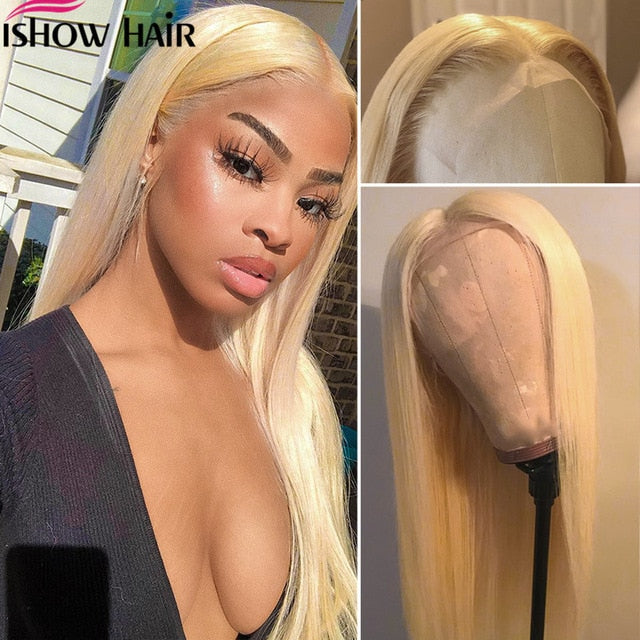 Ishow Straight 613 Lace Front Wig 150% Density Lace Front Human Hair Wigs For Women Peruvian Straight Blonde Lace Front Wigs