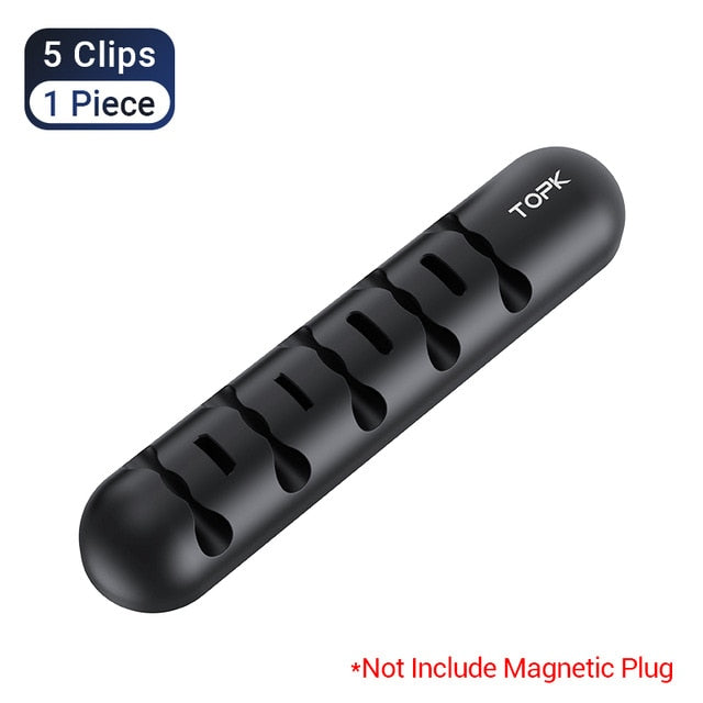 TOPK Cable Organizer & Magnetic Plug Box Silicone USB Cable Winder Flexible Cable Management Clips for Mouse Earphone Holder