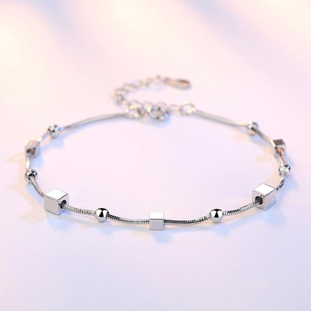 NEHZY 925 Stamp Sterling silver jewelry high quality fashion woman bracelet retro square simple bracelet length 20CM