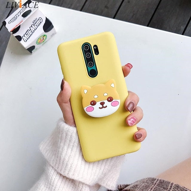 3D cartoon phone holder case for xiaomi redmi note 8 note8 pro 8t note 9 pro 5g 9s redmi 9C 9A 8 8a 7a 9  silicone stand cover