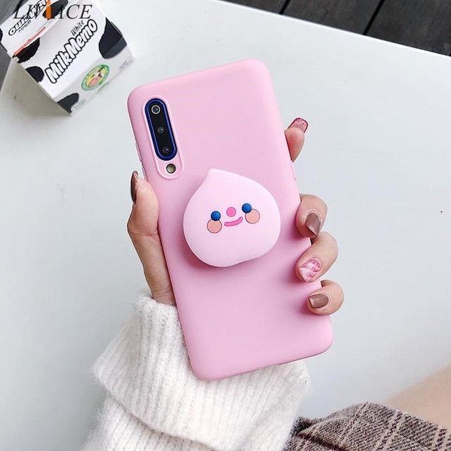 3D cartoon phone holder case for xiaomi redmi note 8 note8 pro 8t note 9 pro 5g 9s redmi 9C 9A 8 8a 7a 9  silicone stand cover