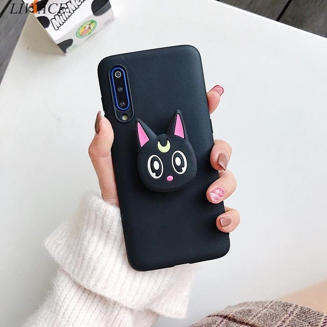 3D cartoon phone holder case for xiaomi redmi note 8 note8 pro 8t note 9 pro 5g 9s redmi 9C 9A 8 8a 7a 9  silicone stand cover