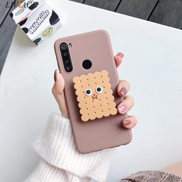 3D cartoon phone holder case for xiaomi redmi note 8 note8 pro 8t note 9 pro 5g 9s redmi 9C 9A 8 8a 7a 9  silicone stand cover