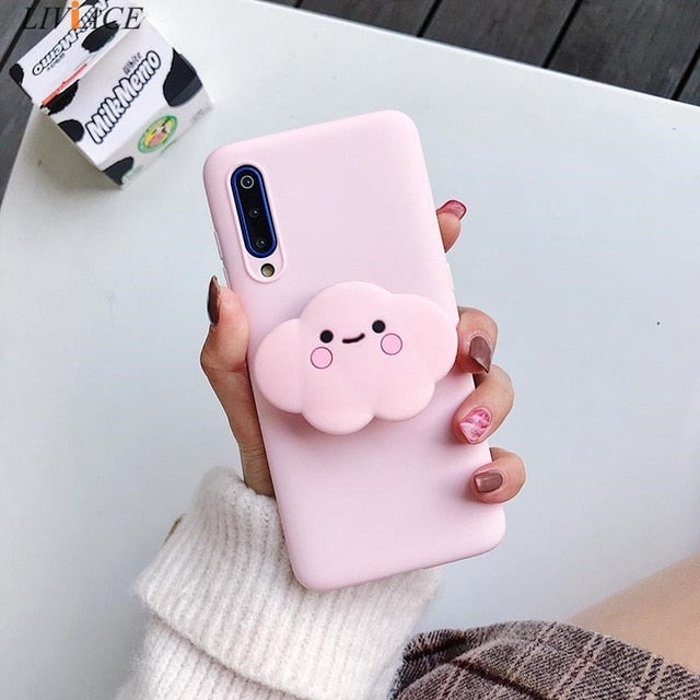 3D cartoon phone holder case for xiaomi redmi note 8 note8 pro 8t note 9 pro 5g 9s redmi 9C 9A 8 8a 7a 9  silicone stand cover