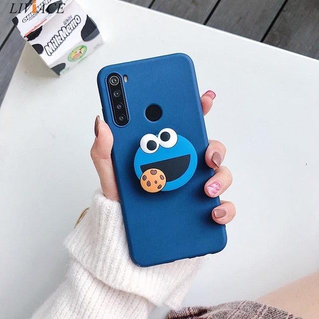 3D cartoon phone holder case for xiaomi redmi note 8 note8 pro 8t note 9 pro 5g 9s redmi 9C 9A 8 8a 7a 9  silicone stand cover