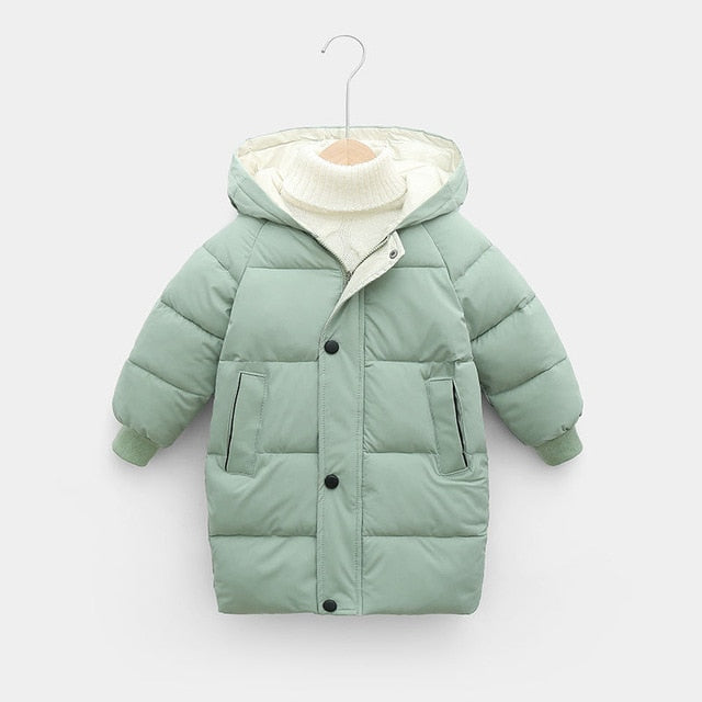 Children's Down Coat Winter Teenage Baby Boys Girls Cotton-padded Parka &amp; Coats Thicken Warm Long Jackets Toddler Kids Outerwear