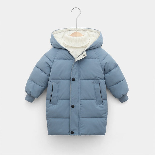 Children's Down Coat Winter Teenage Baby Boys Girls Cotton-padded Parka &amp; Coats Thicken Warm Long Jackets Toddler Kids Outerwear