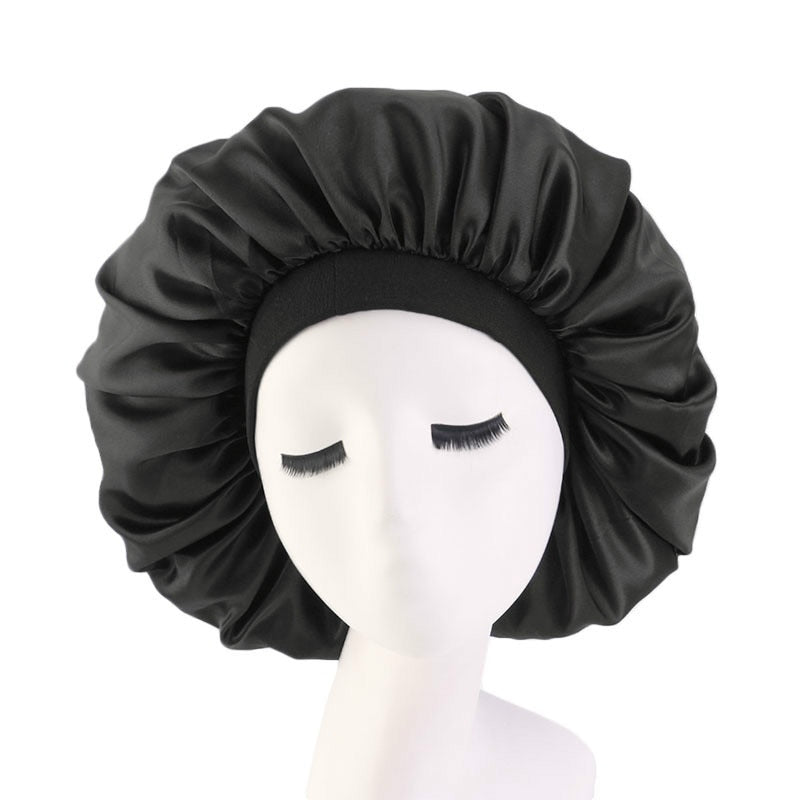 High Elasticity Wide-Brimmed Women Turban Hat Large Print Silk Bonnet Sleep Cap Bonnet Women Turban Hat for Hair Accessories