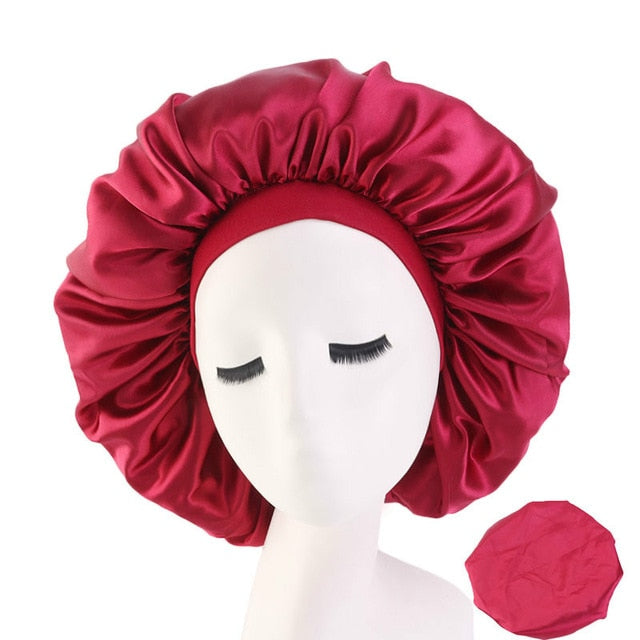 High Elasticity Wide-Brimmed Women Turban Hat Large Print Silk Bonnet Sleep Cap Bonnet Women Turban Hat for Hair Accessories