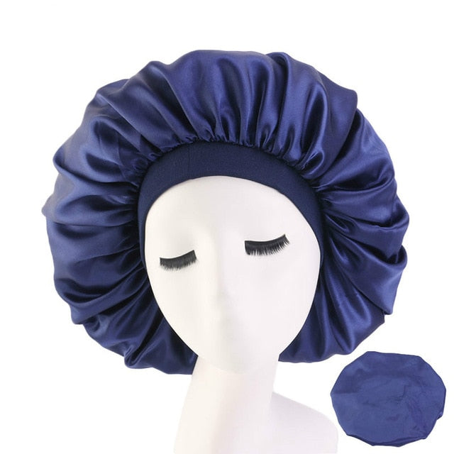 High Elasticity Wide-Brimmed Women Turban Hat Large Print Silk Bonnet Sleep Cap Bonnet Women Turban Hat for Hair Accessories