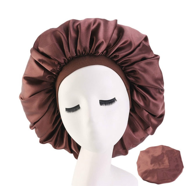 High Elasticity Wide-Brimmed Women Turban Hat Large Print Silk Bonnet Sleep Cap Bonnet Women Turban Hat for Hair Accessories