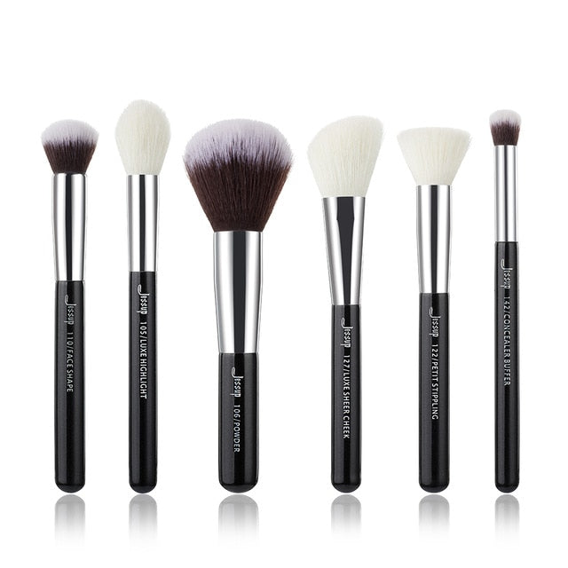 Jessup Makeup brushes set Black/Silver Professional with Natural Hair Foundation Powder Eyeshadow Make up Brush Blush 6pcs-25pcs