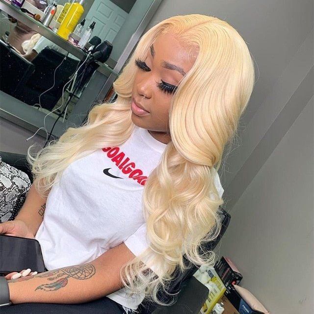 613 Frontal Wig Brazilian Straight Lace Front Human Hair Wigs For Black Women Honey Blonde Body Wave 30 Inch T Part Lace Front