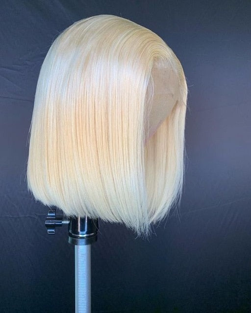 Pink Bob Lace Front Wigs Brazilian Straight 13x6x1 Lace Part Short Bob Wigs 613 Blonde Human Hair Wigs 150% Density Ombre Wigs