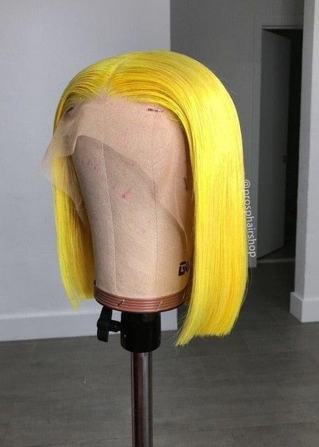 Pink Bob Lace Front Wigs Brazilian Straight 13x6x1 Lace Part Short Bob Wigs 613 Blonde Human Hair Wigs 150% Density Ombre Wigs