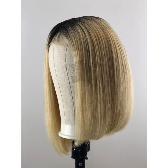 Pink Bob Lace Front Wigs Brazilian Straight 13x6x1 Lace Part Short Bob Wigs 613 Blonde Human Hair Wigs 150% Density Ombre Wigs