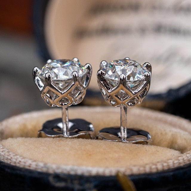 OEVAS Real 0.5-1 Carat D Color Moissanite Stud Earrings For Women Top Quality 100% 925 Sterling Silver Sparkling Wedding Jewelry
