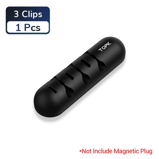TOPK Cable Organizer & Magnetic Plug Box Silicone USB Cable Winder Flexible Cable Management Clips for Mouse Earphone Holder