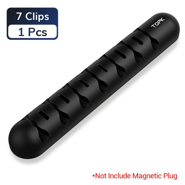 TOPK Cable Organizer & Magnetic Plug Box Silicone USB Cable Winder Flexible Cable Management Clips for Mouse Earphone Holder