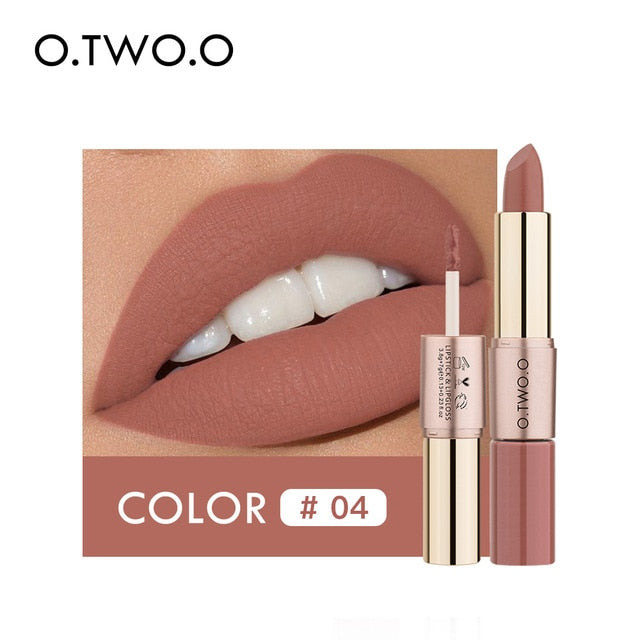 O.TWO.O 2 in 1 Matte liquid Lipstick and Matte Lip gloss Makeup Moisturizing Long Lasting Waterproof Velvet Lipstick 12 Color