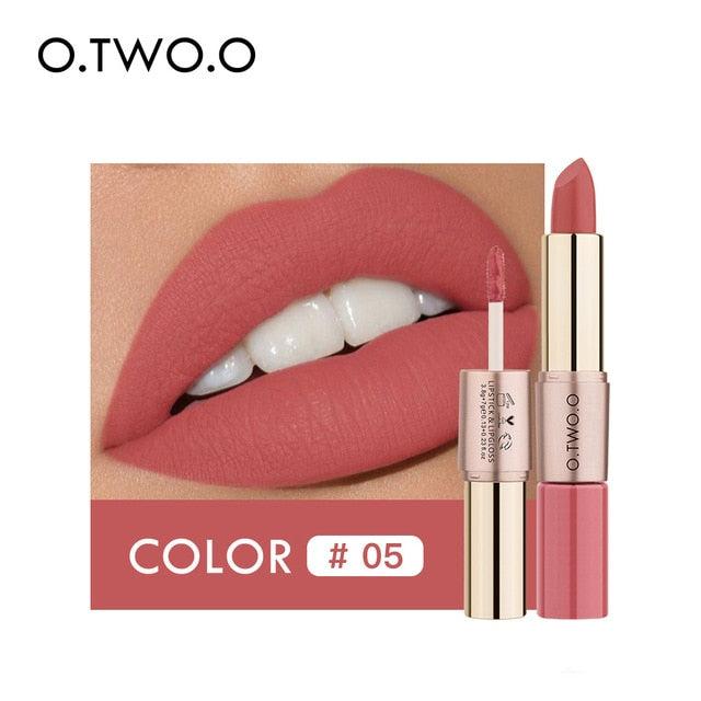 O.TWO.O 2 in 1 Matte liquid Lipstick and Matte Lip gloss Makeup Moisturizing Long Lasting Waterproof Velvet Lipstick 12 Color