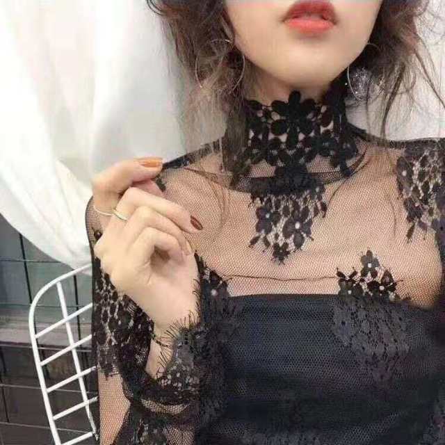 2020 New Transparent Korean Loose Women Lace Blouse 3 Colors Female Bottoming Blouses Plus Size Cheaper Tops