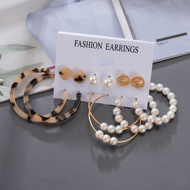 Women's Earrings Korean Stud Earrings for Women Vintage Pearl Butterfly Gold Cross Earring Set 2021 Trend Earings Female Jewelry