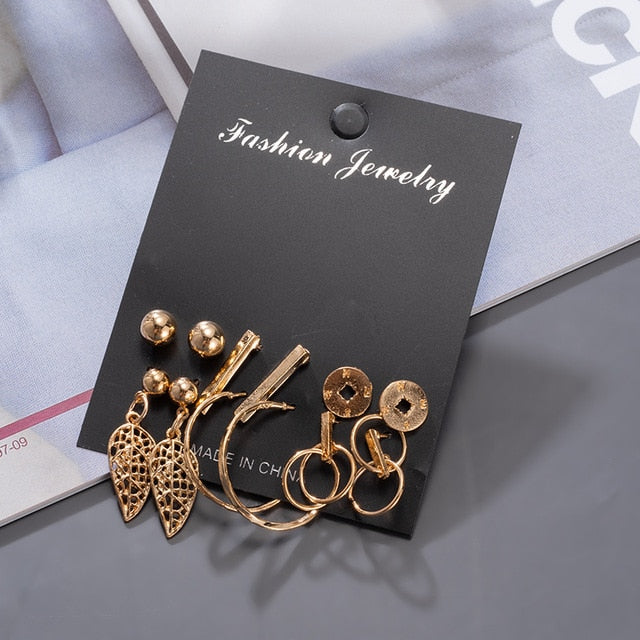 Women's Earrings Korean Stud Earrings for Women Vintage Pearl Butterfly Gold Cross Earring Set 2021 Trend Earings Female Jewelry