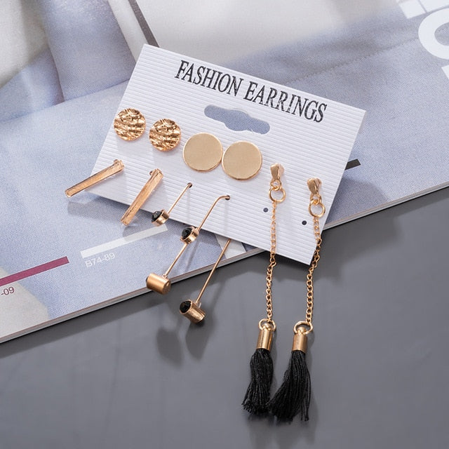 Women's Earrings Korean Stud Earrings for Women Vintage Pearl Butterfly Gold Cross Earring Set 2021 Trend Earings Female Jewelry