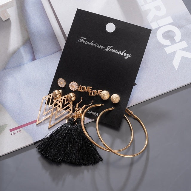 Women's Earrings Korean Stud Earrings for Women Vintage Pearl Butterfly Gold Cross Earring Set 2021 Trend Earings Female Jewelry