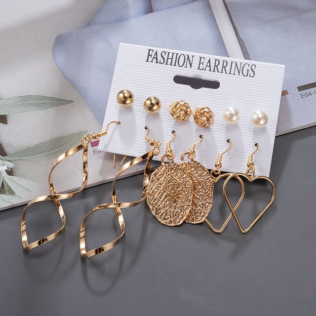 Women's Earrings Korean Stud Earrings for Women Vintage Pearl Butterfly Gold Cross Earring Set 2021 Trend Earings Female Jewelry