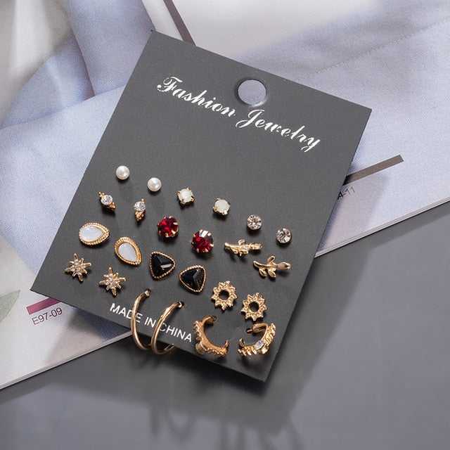 Women's Earrings Korean Stud Earrings for Women Vintage Pearl Butterfly Gold Cross Earring Set 2021 Trend Earings Female Jewelry