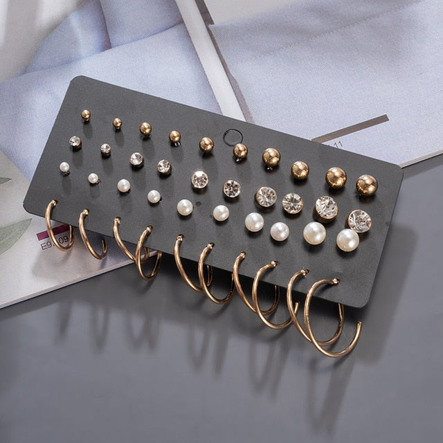 Women's Earrings Korean Stud Earrings for Women Vintage Pearl Butterfly Gold Cross Earring Set 2021 Trend Earings Female Jewelry