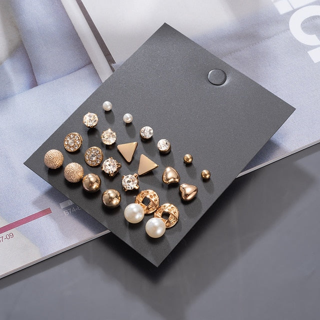Women's Earrings Korean Stud Earrings for Women Vintage Pearl Butterfly Gold Cross Earring Set 2021 Trend Earings Female Jewelry