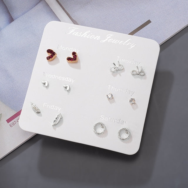 Women's Earrings Korean Stud Earrings for Women Vintage Pearl Butterfly Gold Cross Earring Set 2021 Trend Earings Female Jewelry