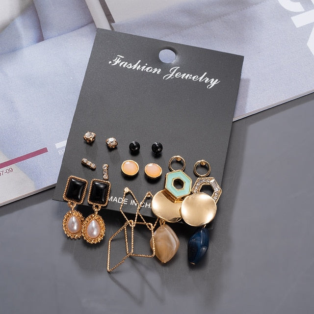 Women's Earrings Korean Stud Earrings for Women Vintage Pearl Butterfly Gold Cross Earring Set 2021 Trend Earings Female Jewelry