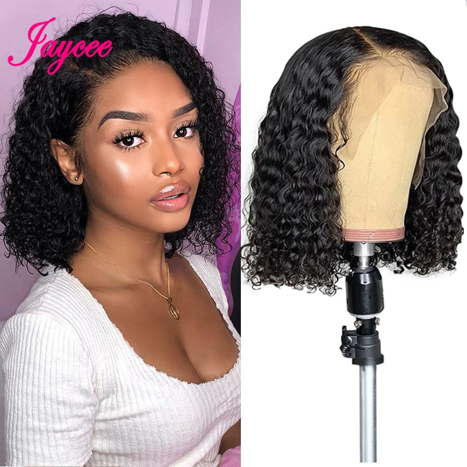 Cheap Brazilian Curly Bob Wig Human Hair Lace Wigs Short Curly Wig 13x4 Lace Glueless For Women Unice Cheveux Humain Perruque