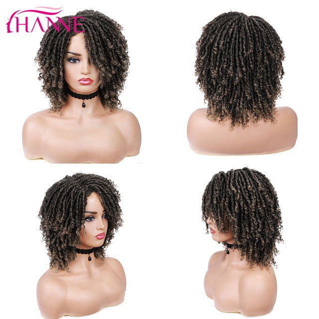 HANNE Short Dreadlock Wig Black/brown/red Synthetic soft faux locs Wigs Braiding Crochet Twist Hair Wigs For Black Women/Men