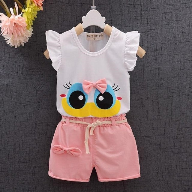 New Baby Girls Clothing Outfits Brand Summer Newborn Infant Sleeveless T-shirt Shorts 2pc/Sets Clothes Casual Sports Tracksuits