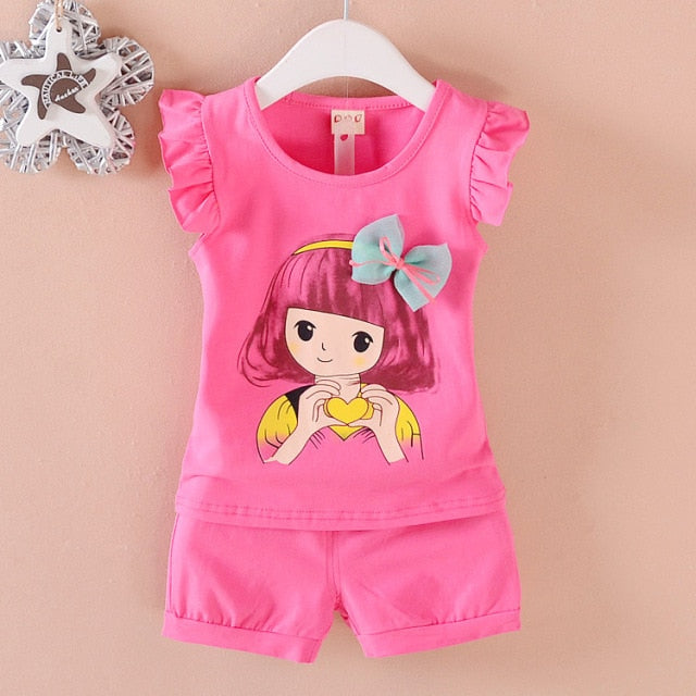 New Baby Girls Clothing Outfits Brand Summer Newborn Infant Sleeveless T-shirt Shorts 2pc/Sets Clothes Casual Sports Tracksuits