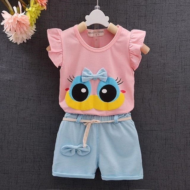 New Baby Girls Clothing Outfits Brand Summer Newborn Infant Sleeveless T-shirt Shorts 2pc/Sets Clothes Casual Sports Tracksuits