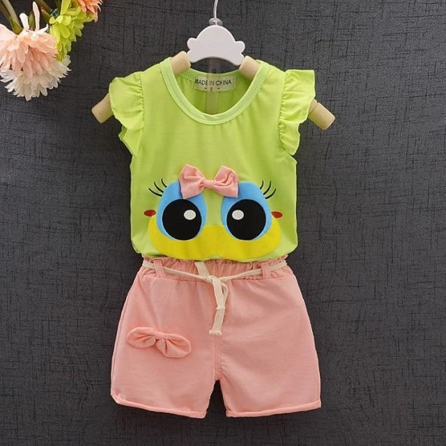 New Baby Girls Clothing Outfits Brand Summer Newborn Infant Sleeveless T-shirt Shorts 2pc/Sets Clothes Casual Sports Tracksuits