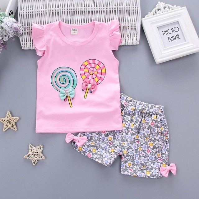 New Baby Girls Clothing Outfits Brand Summer Newborn Infant Sleeveless T-shirt Shorts 2pc/Sets Clothes Casual Sports Tracksuits