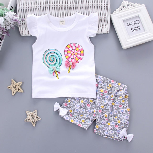 New Baby Girls Clothing Outfits Brand Summer Newborn Infant Sleeveless T-shirt Shorts 2pc/Sets Clothes Casual Sports Tracksuits