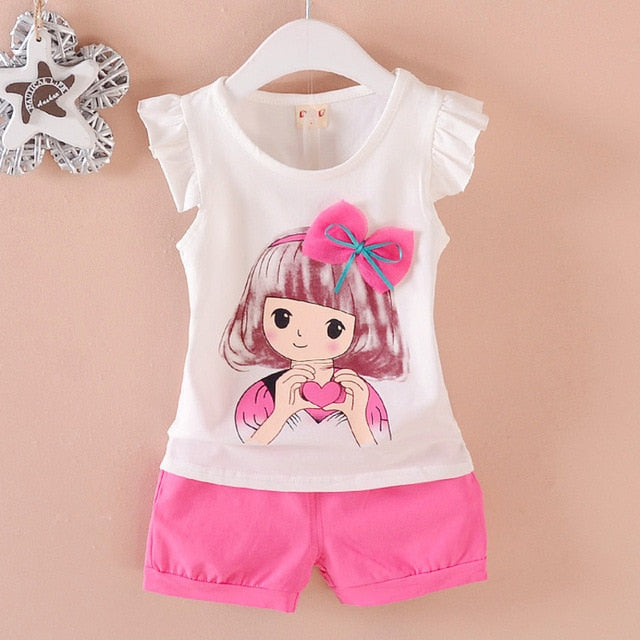 New Baby Girls Clothing Outfits Brand Summer Newborn Infant Sleeveless T-shirt Shorts 2pc/Sets Clothes Casual Sports Tracksuits